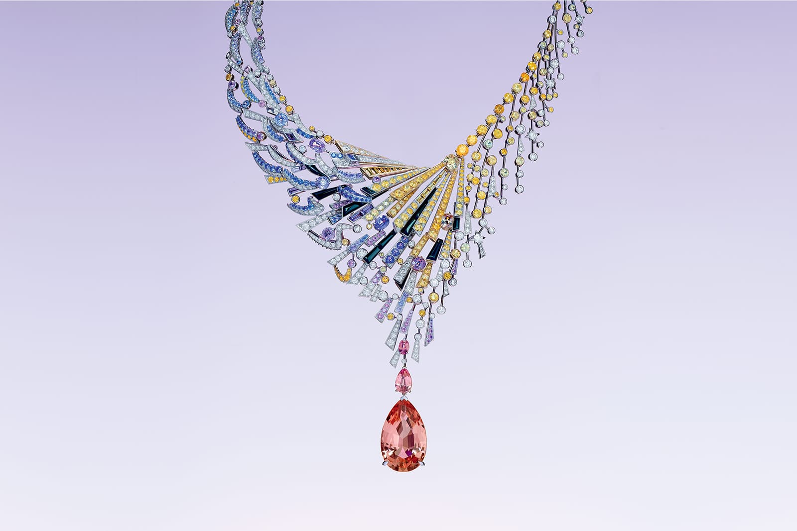  ‘Lueurs d’orage’ necklace from ‘Les Ciels de Chaumet’ collection featuring 37.68 cts imperial topaz, multicoloured sapphires, spinels and diamonds