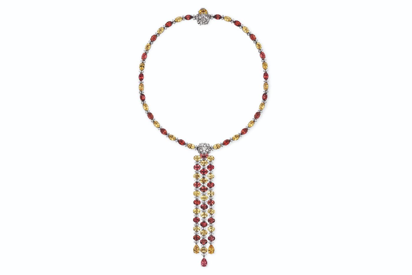 Gucci 'Hortus Deliciarum' collection necklace with citrines, tourmalines and diamonds in white gold