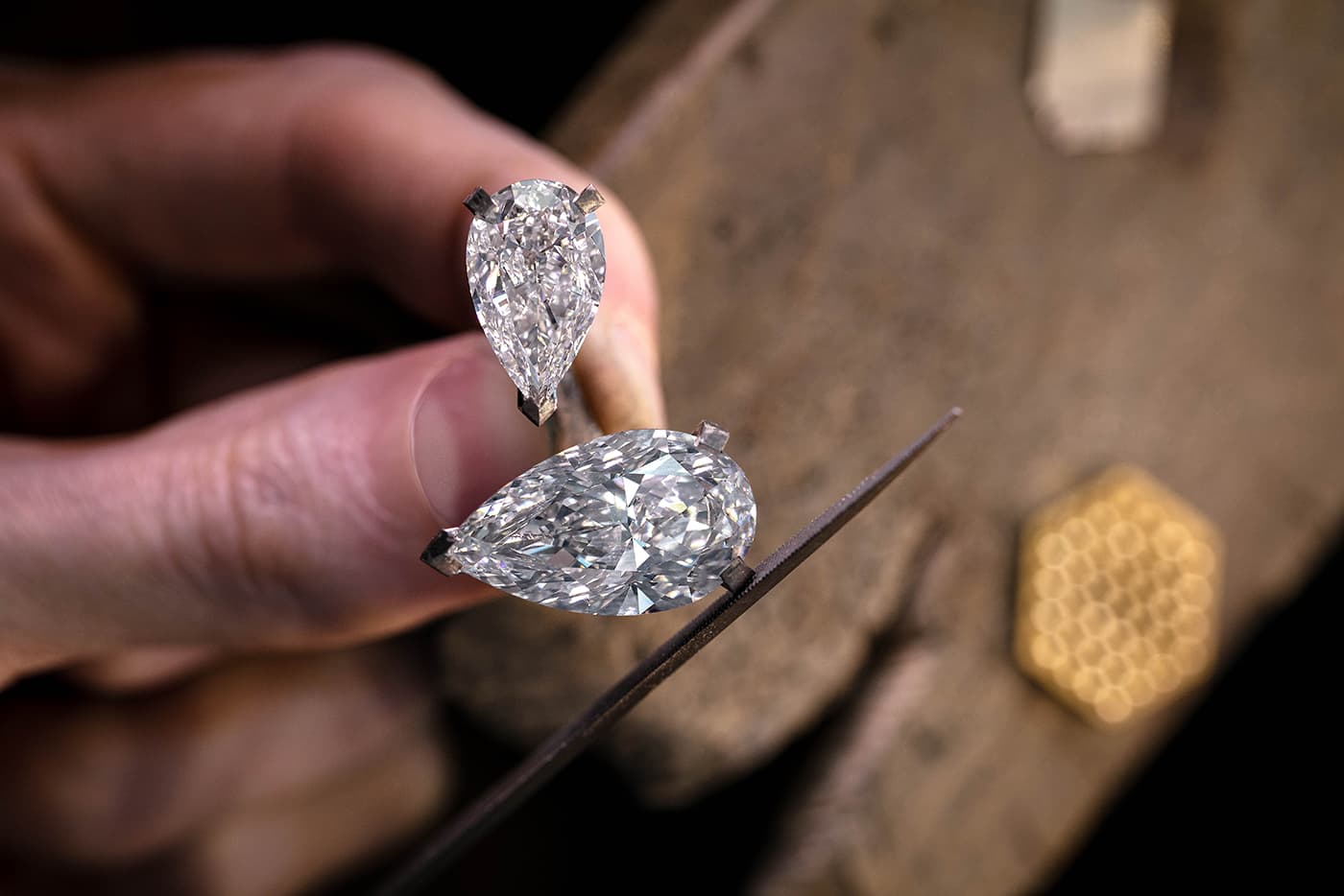 Messika 'Private Collection' 'Toi et Moi' ring with 7.06ct and 17.04ct pear cut diamonds in white gold