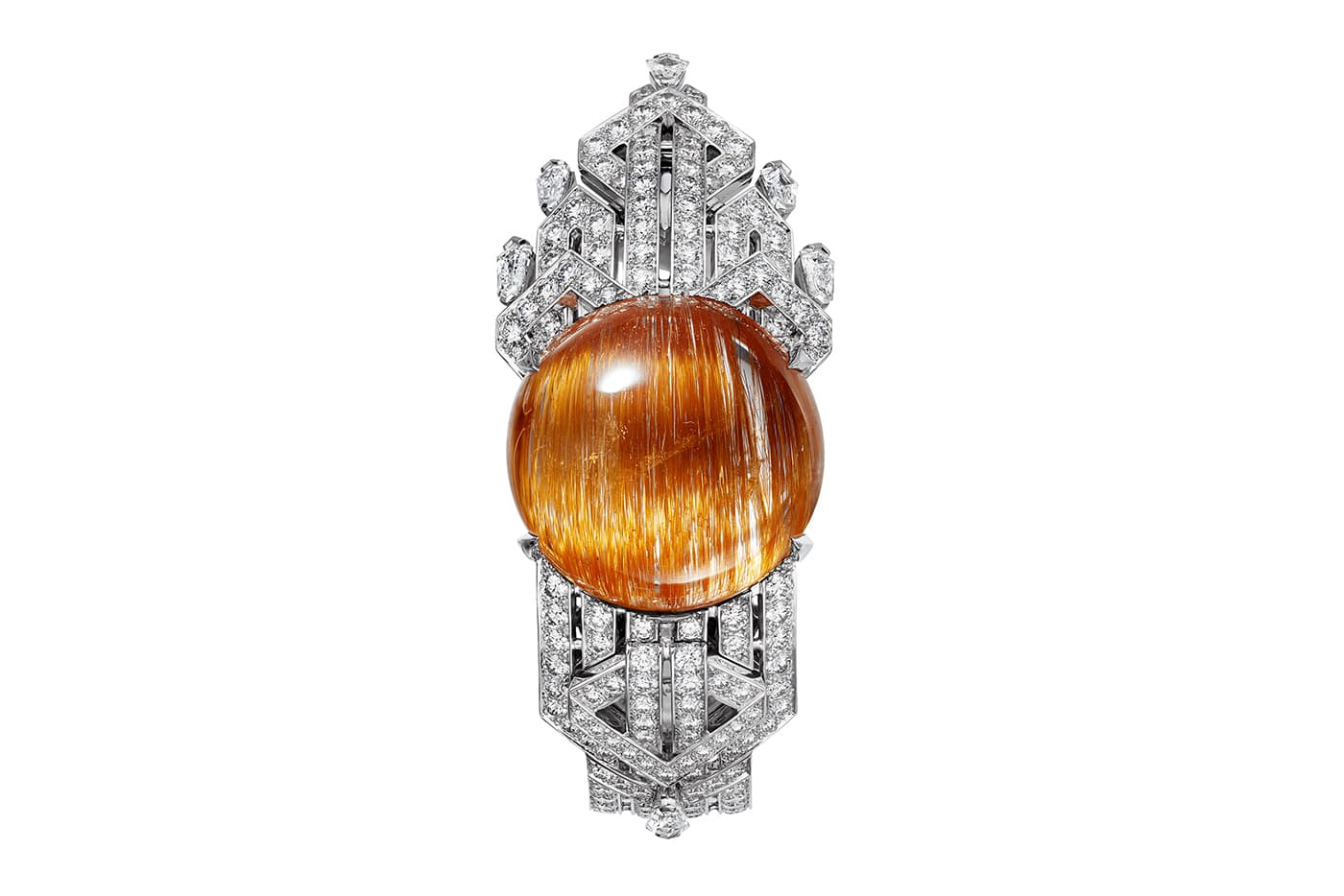  Cartier 'Magnitude’ collection 'Sorelli' secret watch with rutilated quartz and diamonds in white gold