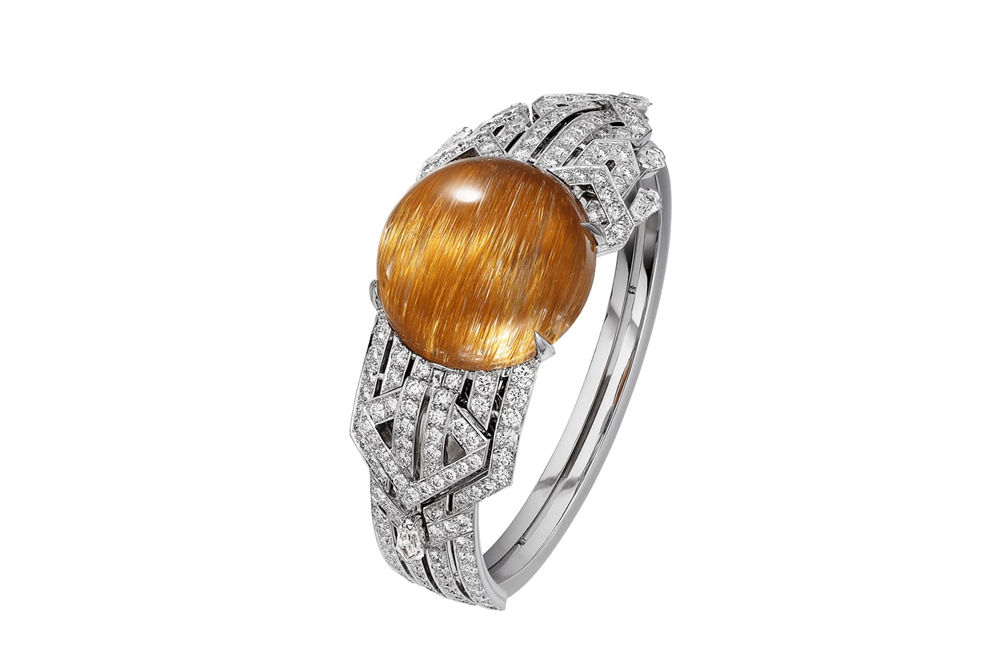  Cartier 'Magnitude’ collection 'Sorelli' secret watch with rutilated quartz and diamonds in white gold