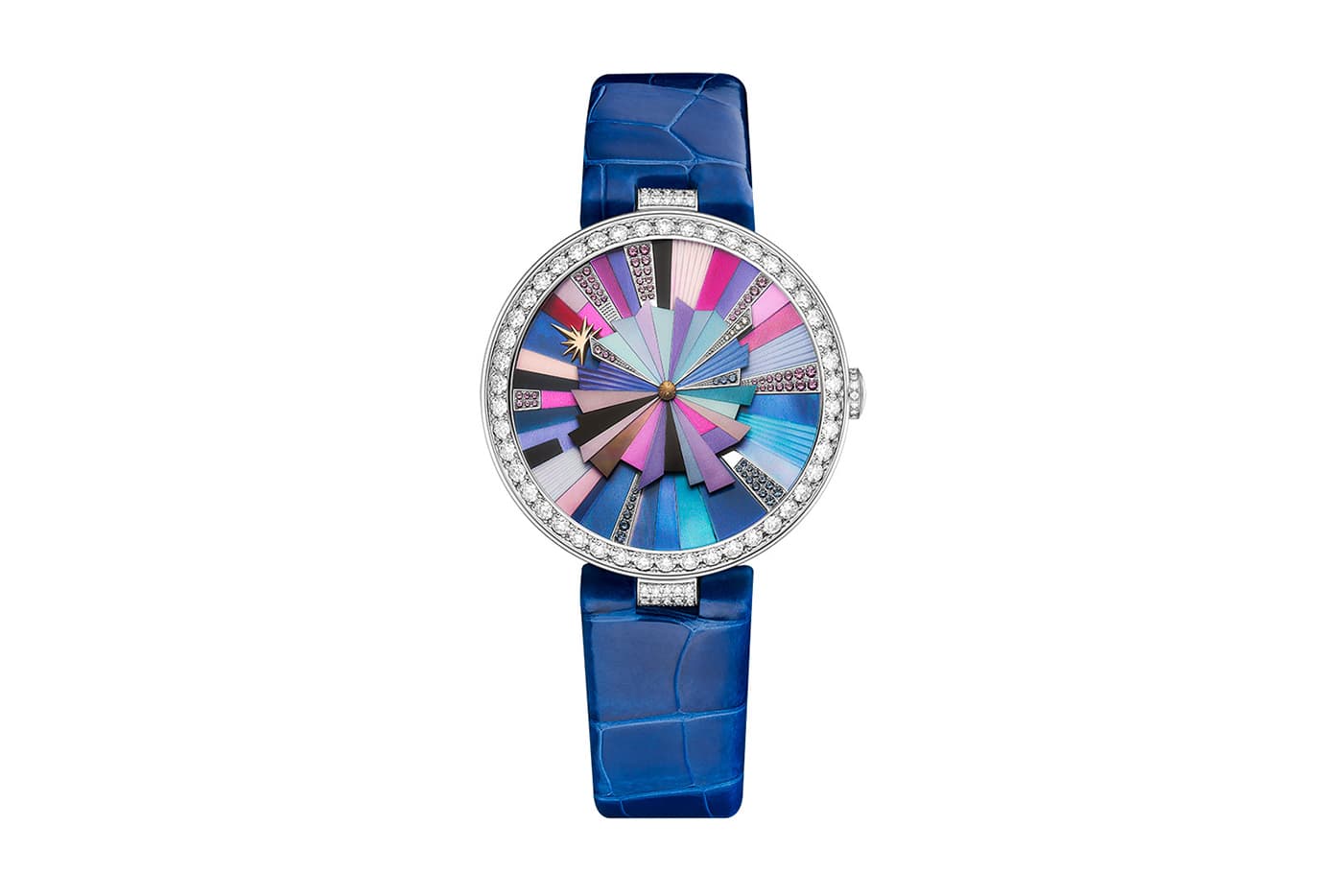  Chaumet ‘Les Ciels de Chaumet’ collection 'Lueurs d'Orage' watch with painted mother of pearl marquetry, diamonds and sapphires in white and yellow gold