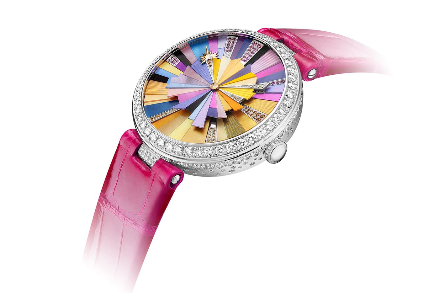  Chaumet ‘Les Ciels de Chaumet’ collection 'Lueurs d'Orage' watch with painted mother of pearl marquetry, diamonds and sapphires in white and yellow gold