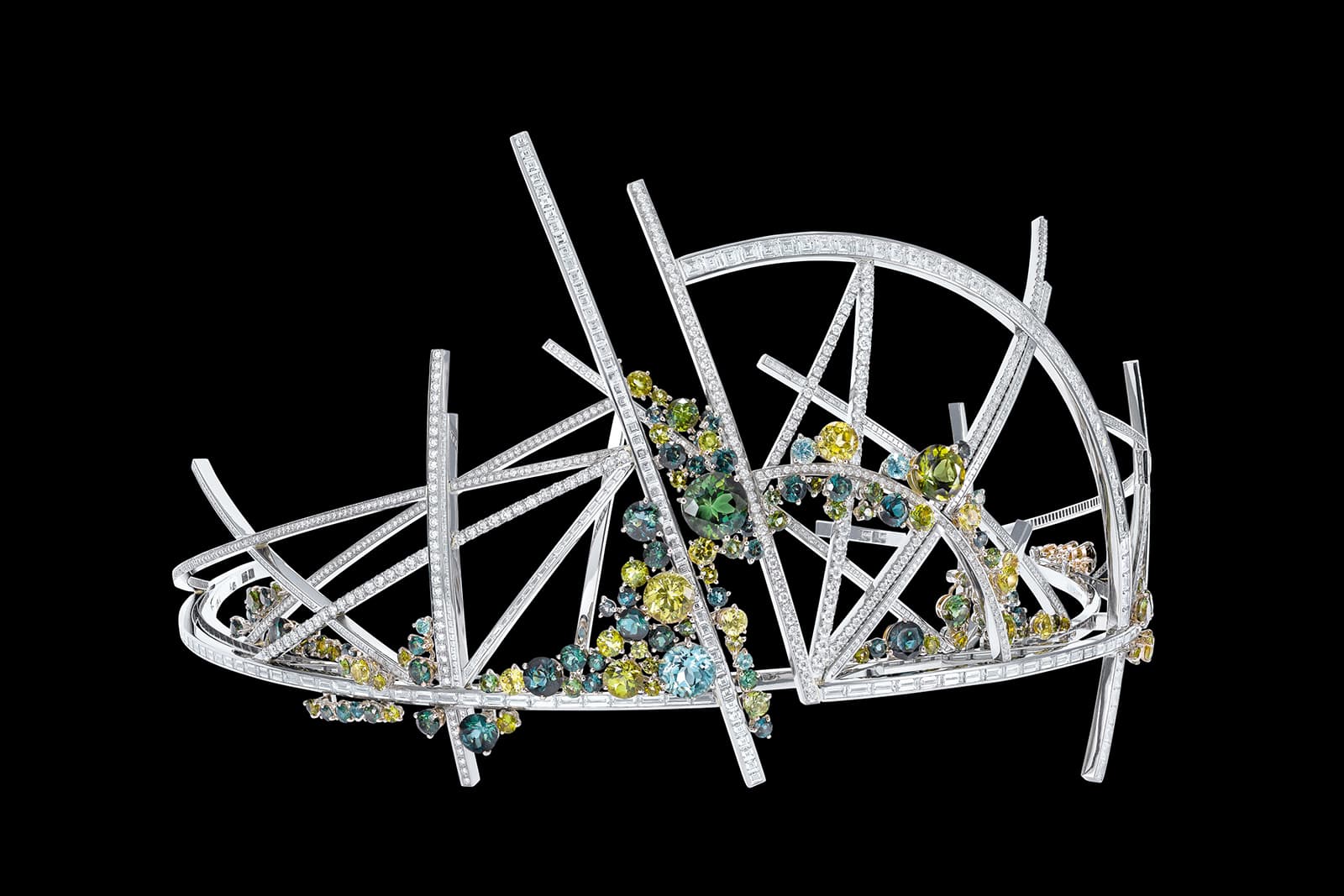  Scott Armstrong for Chaumet ‘Vertige’ tiara with diamonds, tourmalines and garnets in white and red gold from 2017