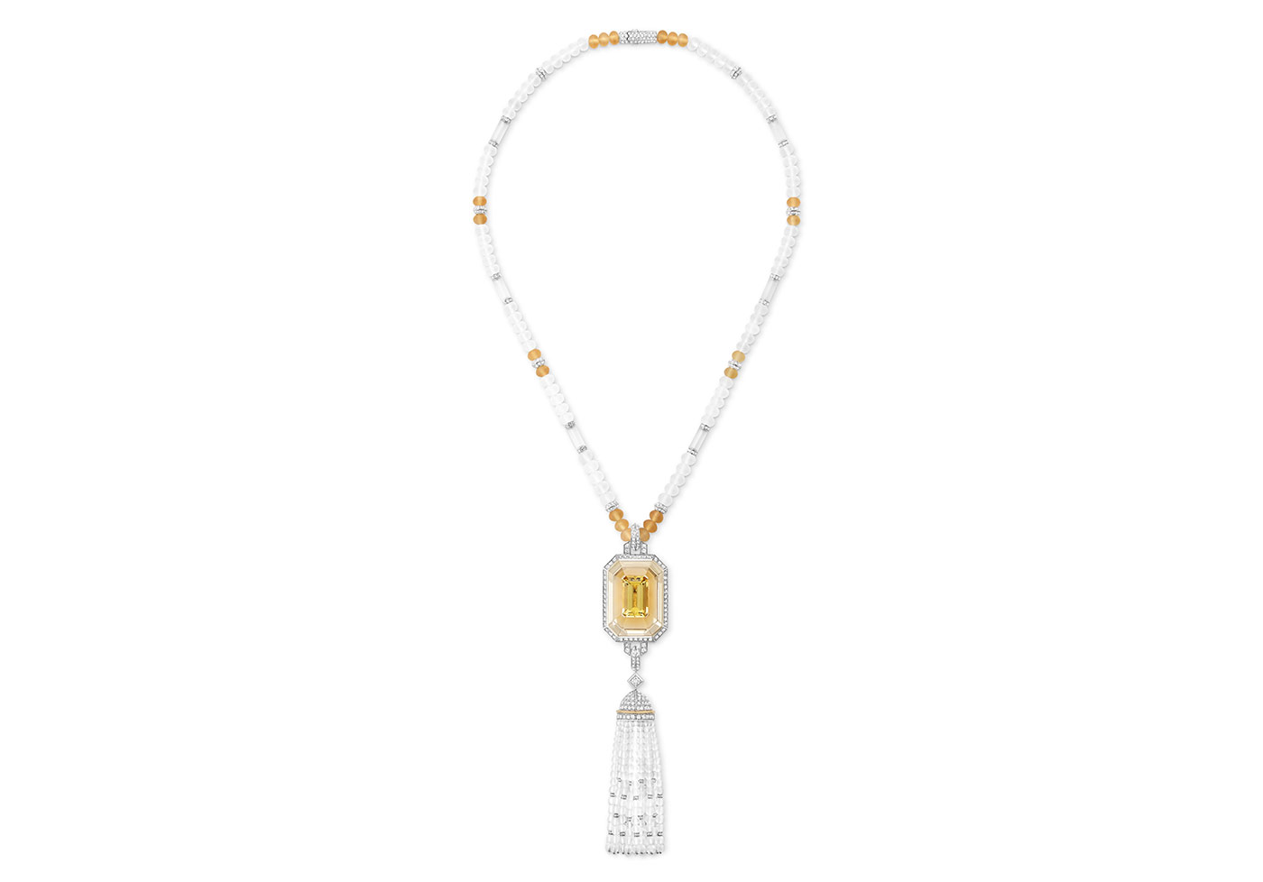  Boucheron 'Paris Vu Du 26' necklace embellished with 8.56 cts emerald cut heliodor, citrines, pearls and diamonds