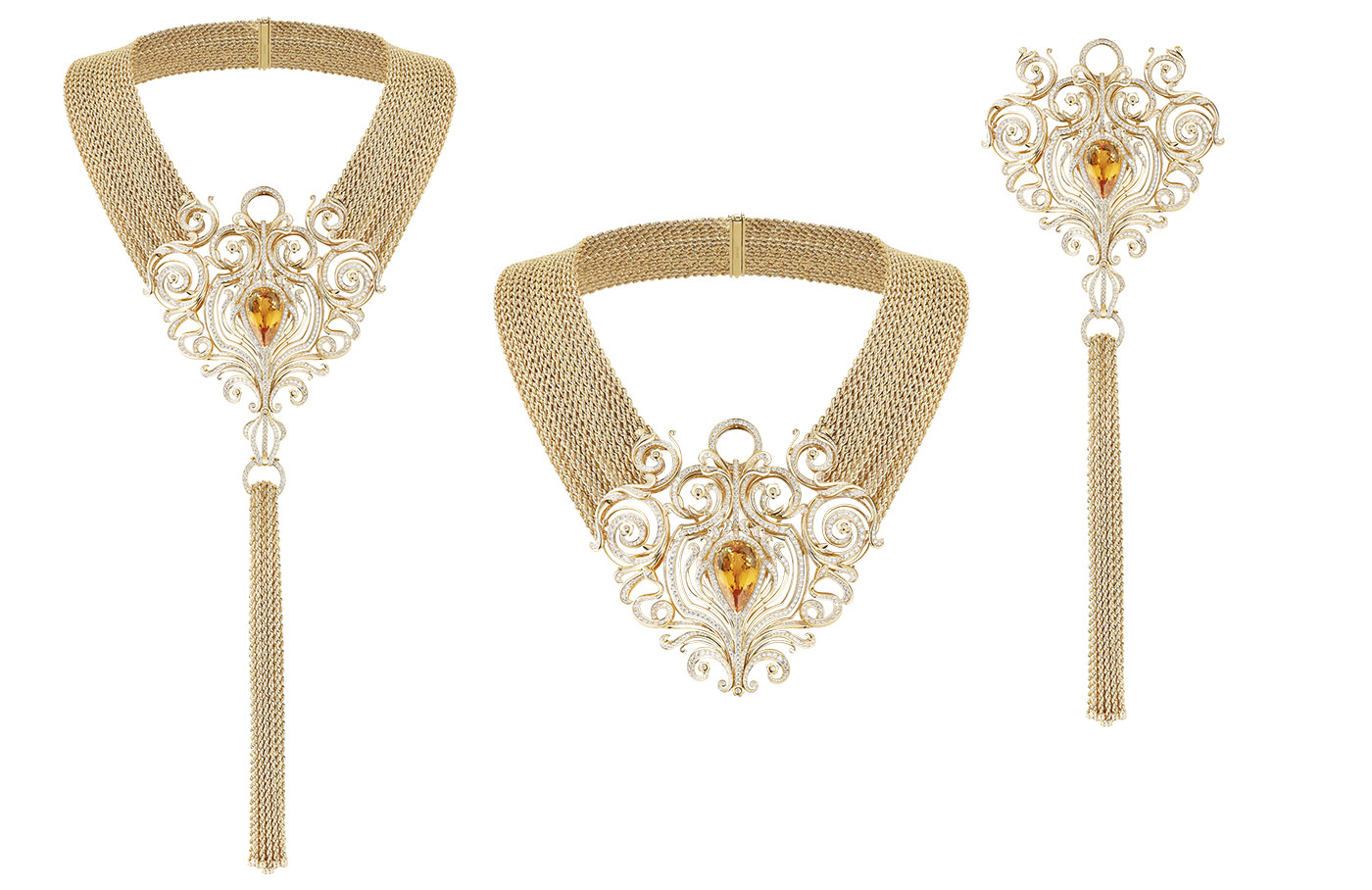 Boucheron 'Armoiries' transformable necklace set with 32.22 cts imperial topaz and diamonds