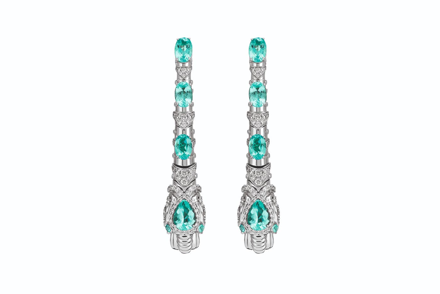  Gucci 'Hortus Deliciarum' collection 'Eternal Love' earrings with Paraiba tourmaline and diamonds  in white gold