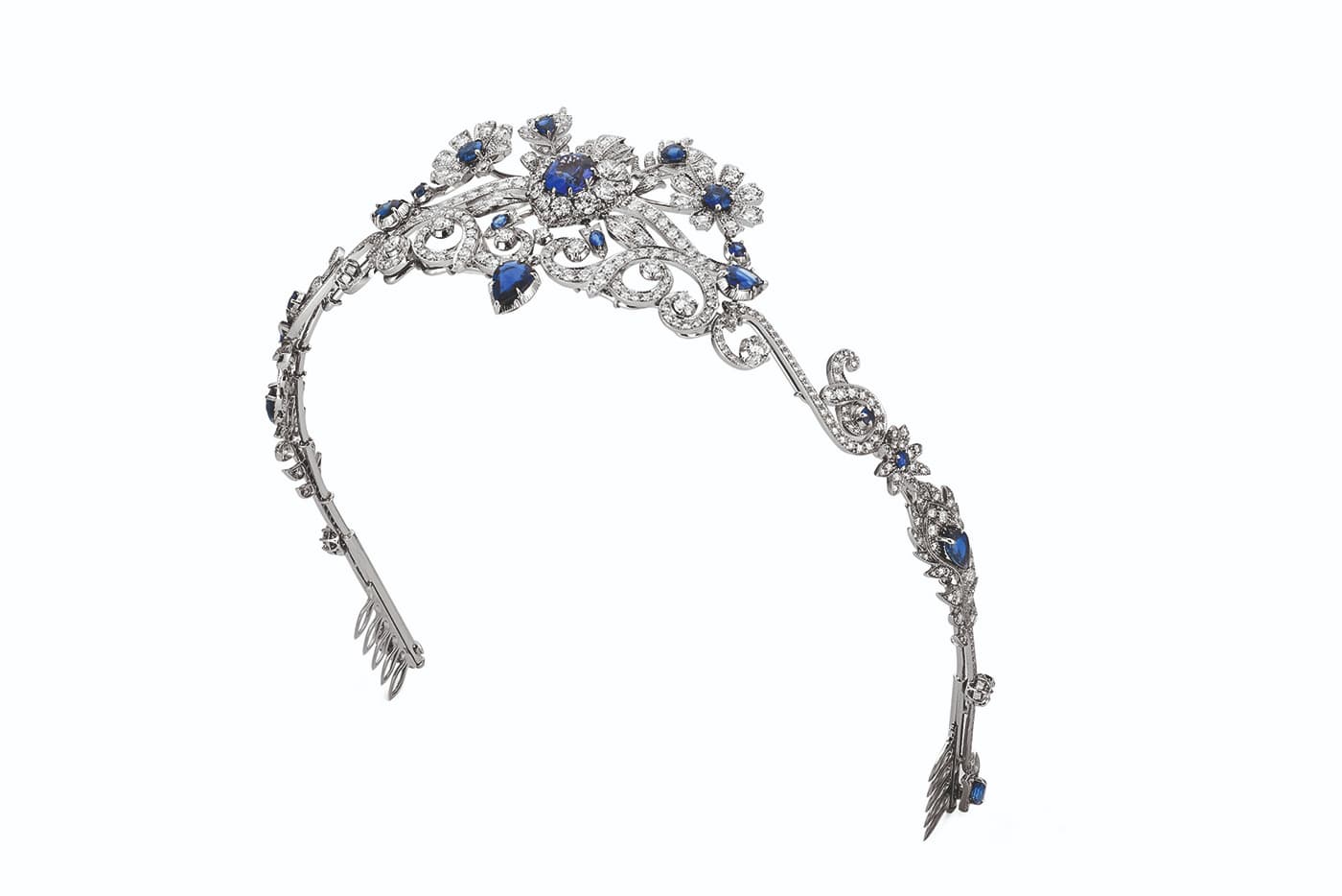  Gucci 'Hortus Deliciarum' collection 'Eternal Love' tiara with sapphires and diamonds in white gold