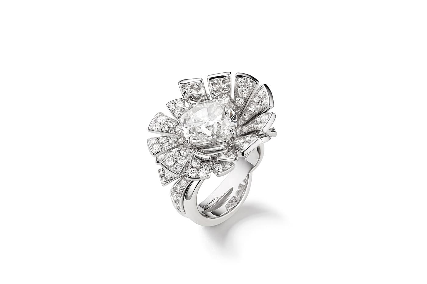  Chaumet 'Les Ciels de Chaumet' collection 'Lueurs d’orage' ring with 3.04ct pear cut diamond and accenting diamonds in white gold