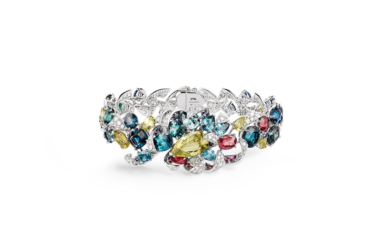  Chaumet 'Les Ciels de Chaumet' collection 'Soliel de Minuit' bracelet with chrysoberyls, indicolite tourmaline, spinels, rhodolite garnets, sapphires and diamonds in white gold