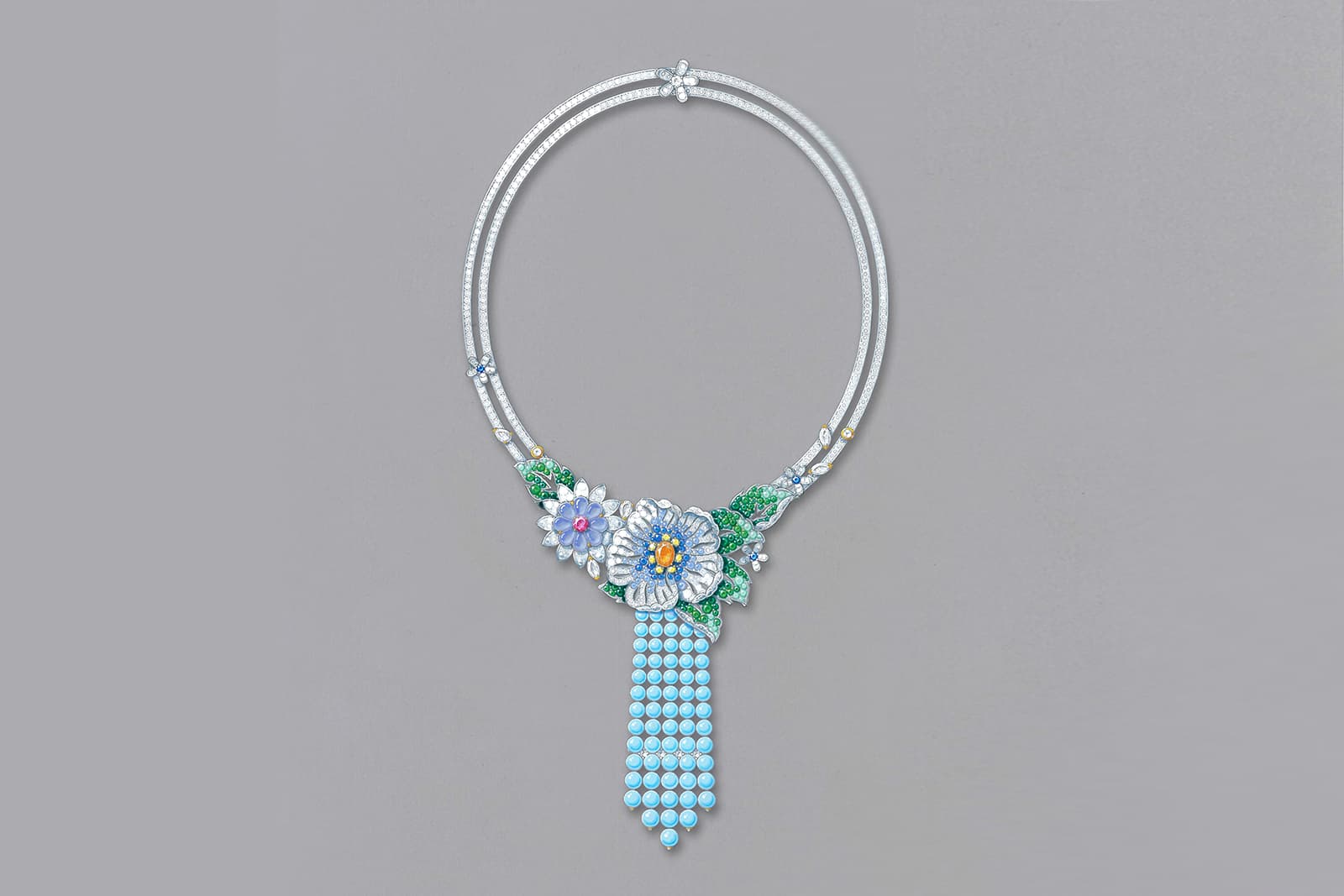  Karpov 'Cascade Luxuriante' necklace gouache