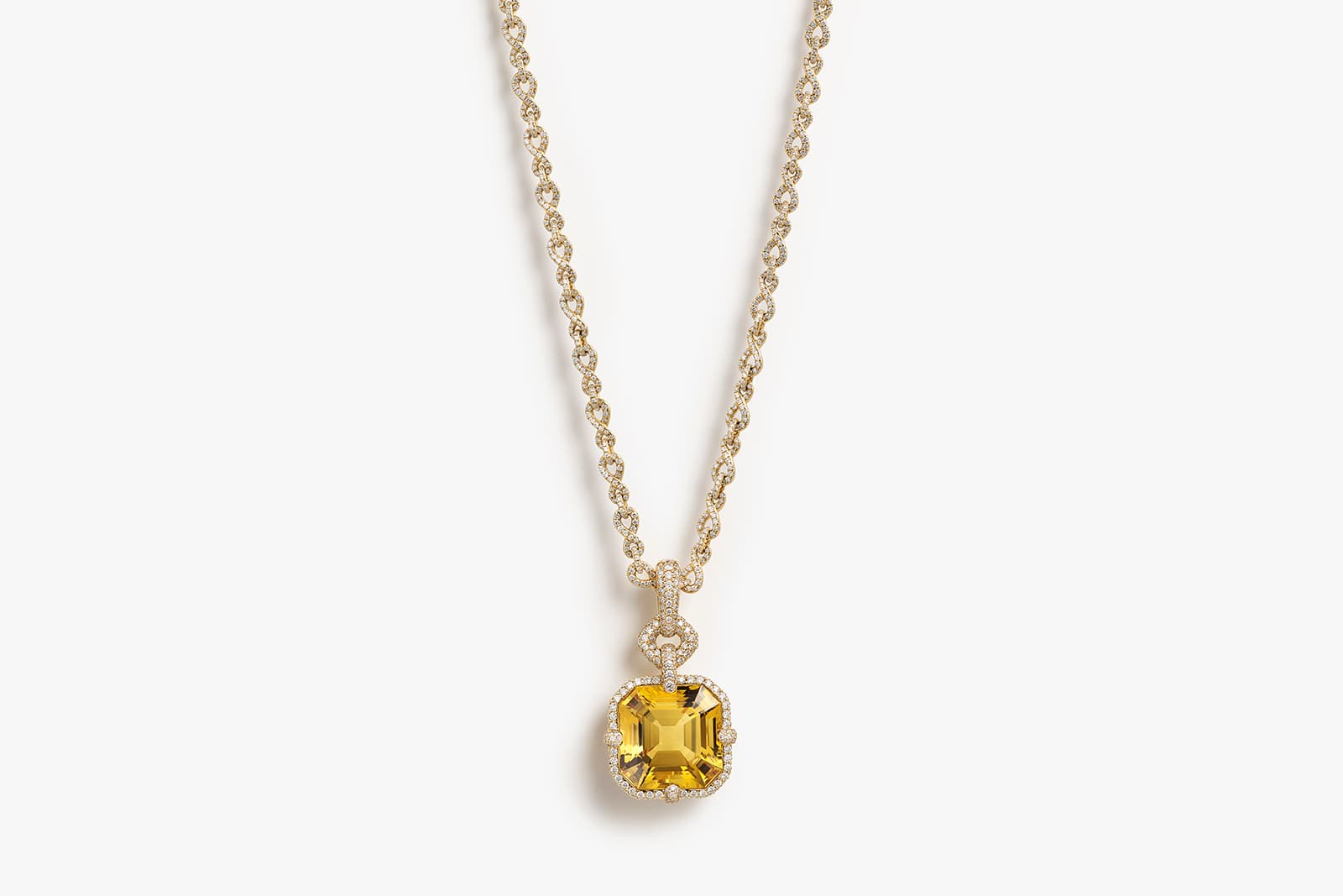  David Yurman necklace with 20.55 cts yellow beryl and diamonds