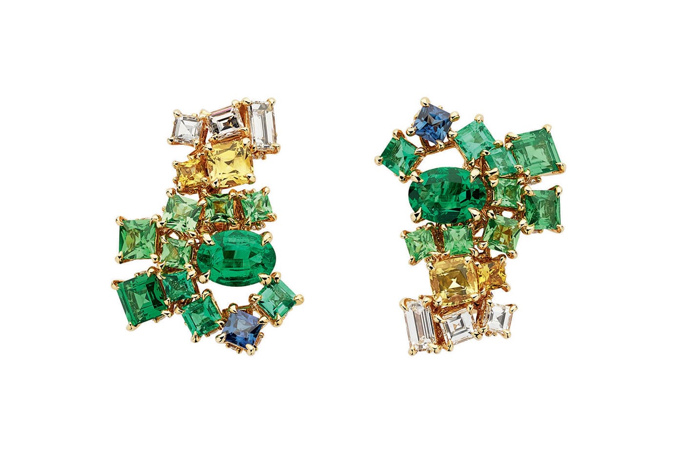  'Gem Dior' earrings with sapphires, tsavorites and emeralds