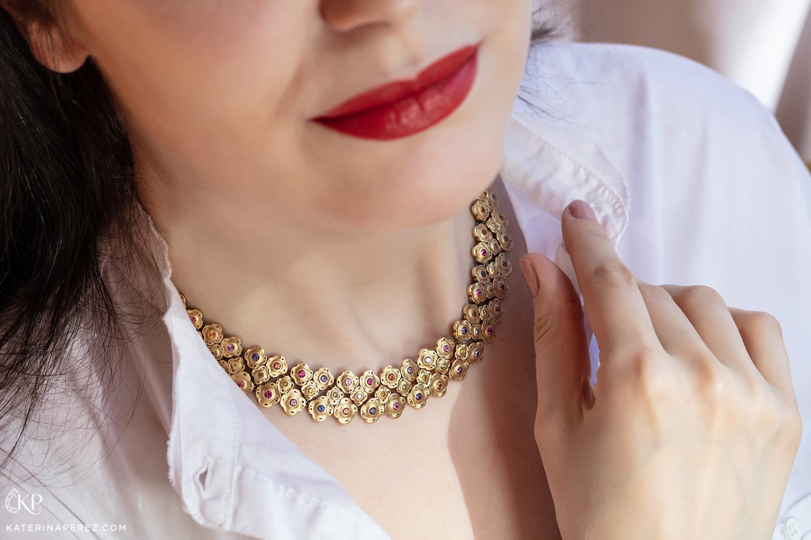 Alex Sepkus necklace with gemstones in yellow gold