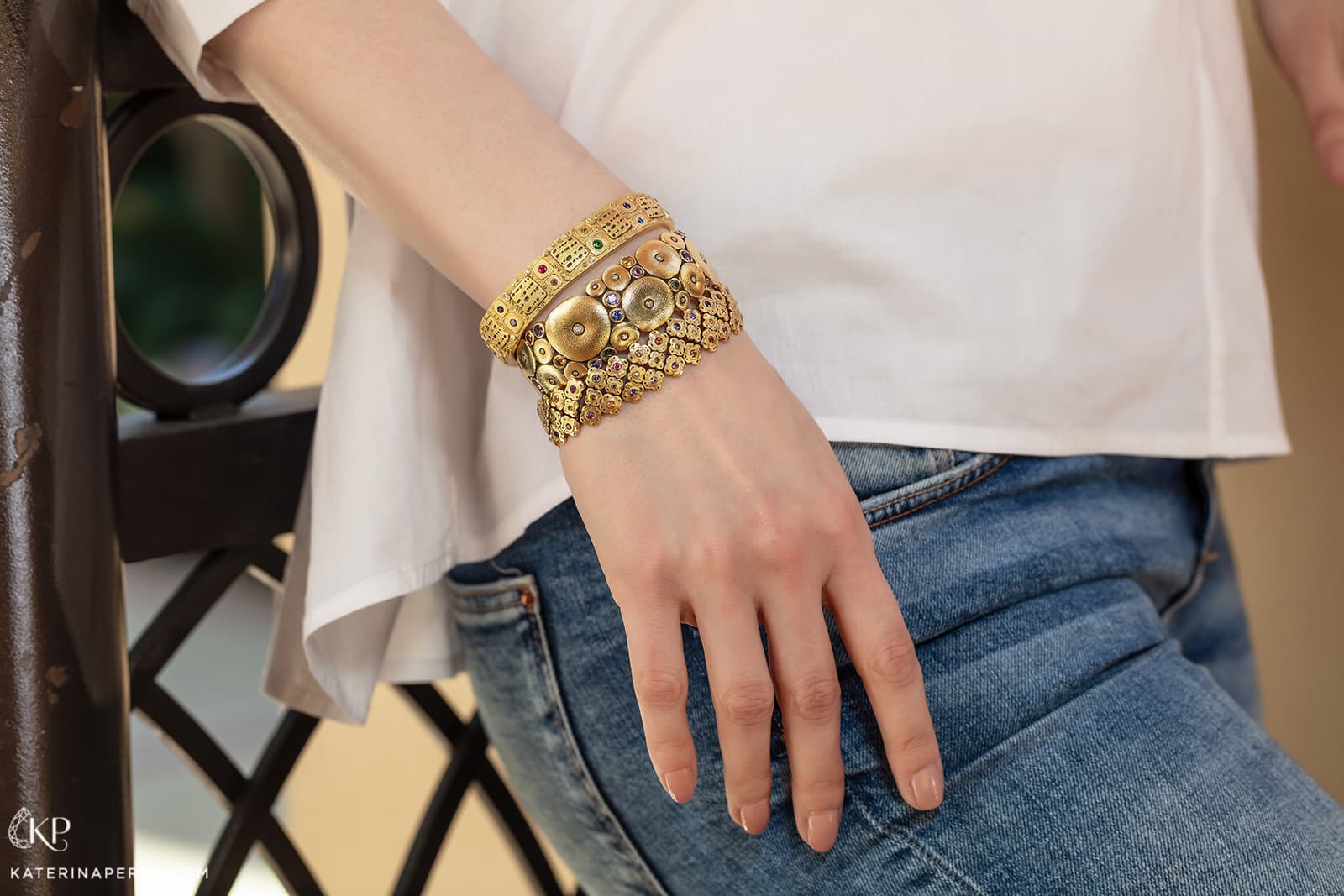 Alex Sepkus bracelets with gemstones in yellow gold