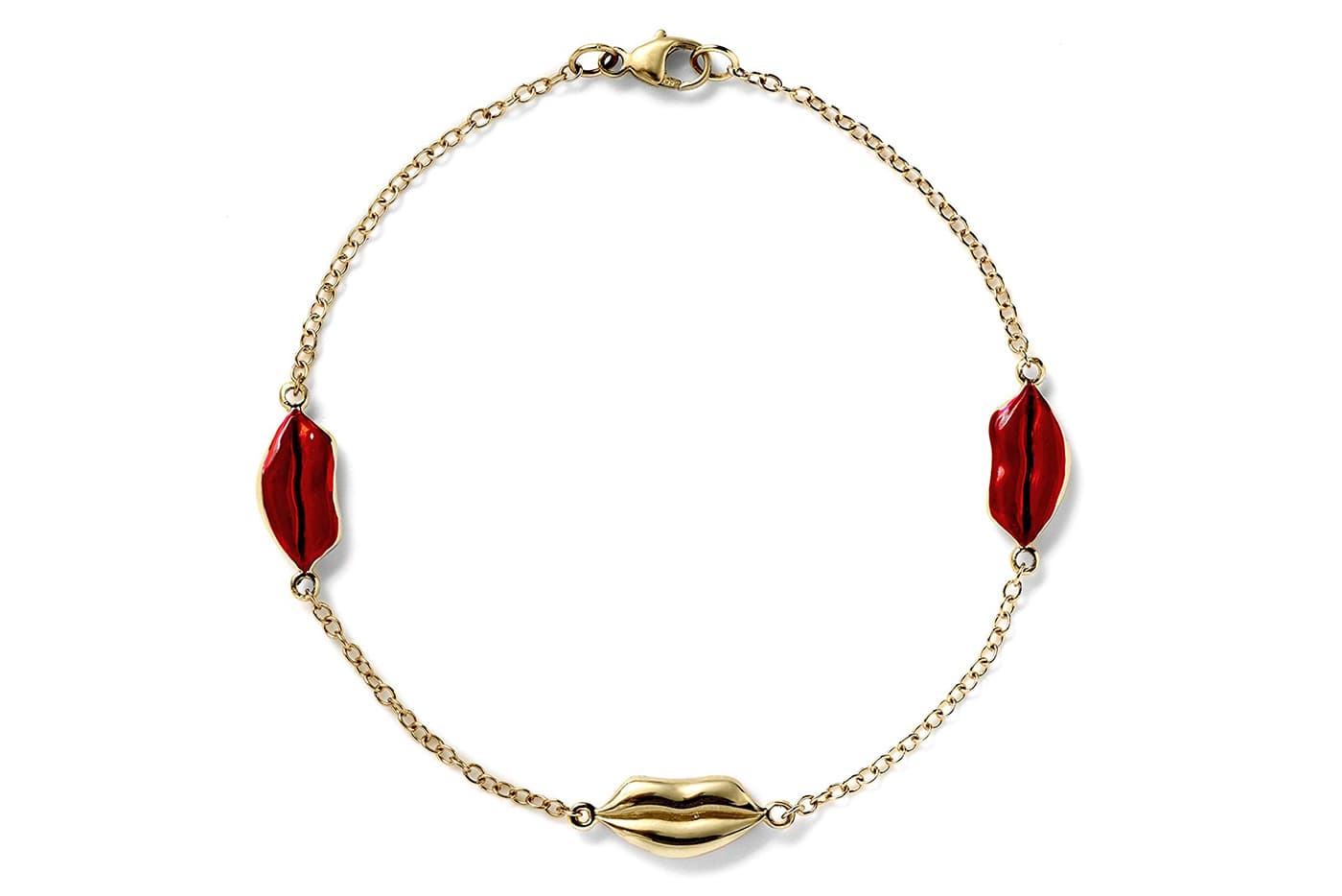  Alison Lou 'Kiss by the Yard' bracelet with enamel in yellow gold