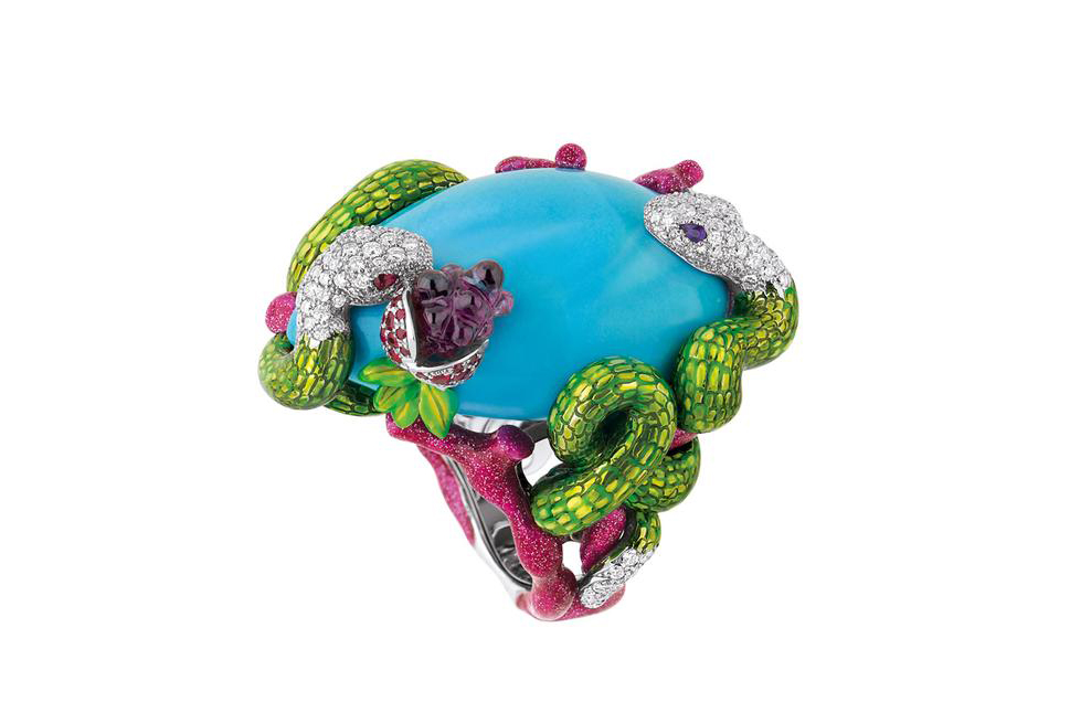  Dior ring with turquoise, enamel, diamonds, amethyst, ruby and sapphire
