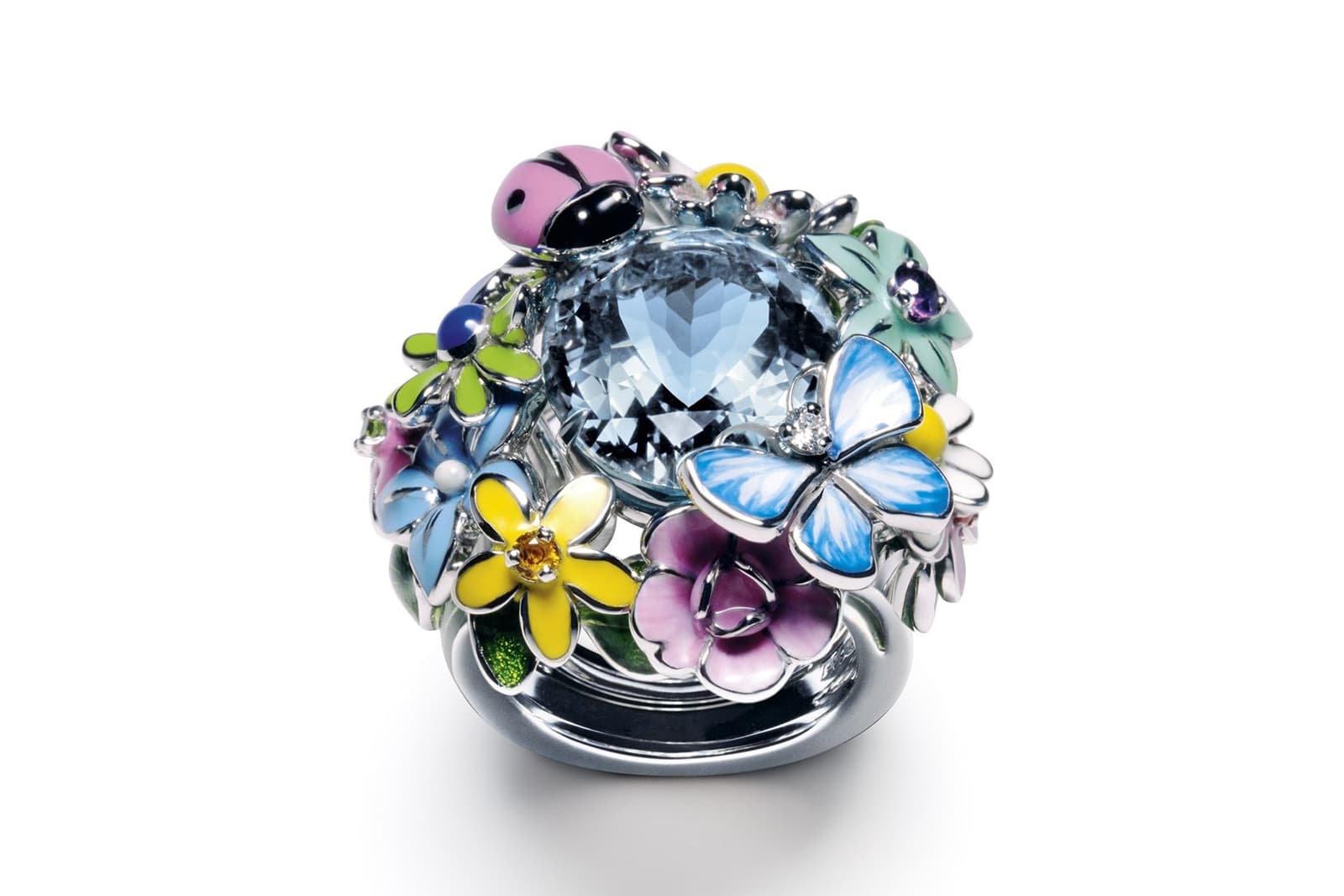  Dior 'Diorette' collection ring with enamel, aquamarine, sapphires and diamonds