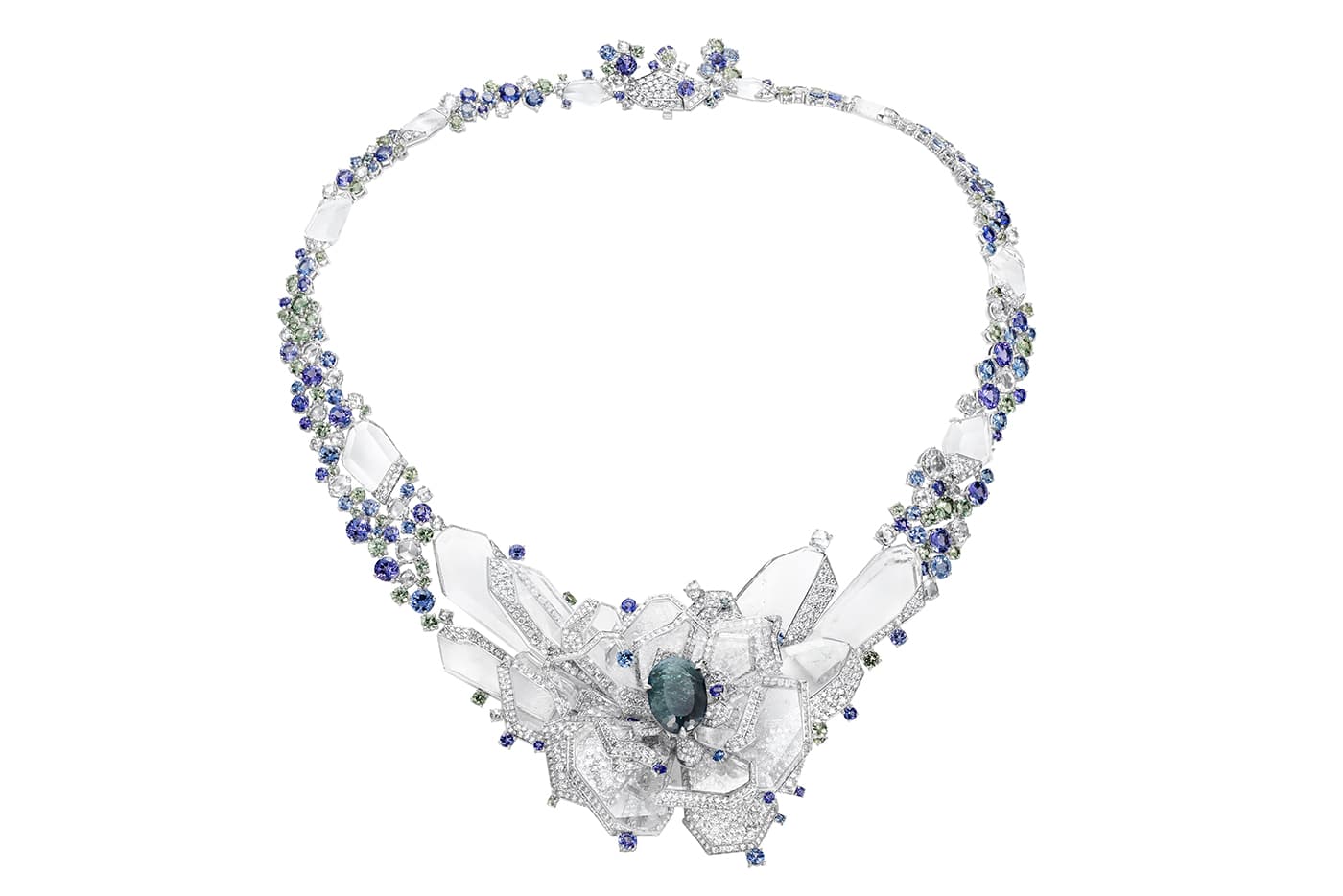  Rubeus 'Eternal' transformable necklace with oval 10.30ct alexandrite, diamonds, sapphires, tanzanites and rock crystal in titanium