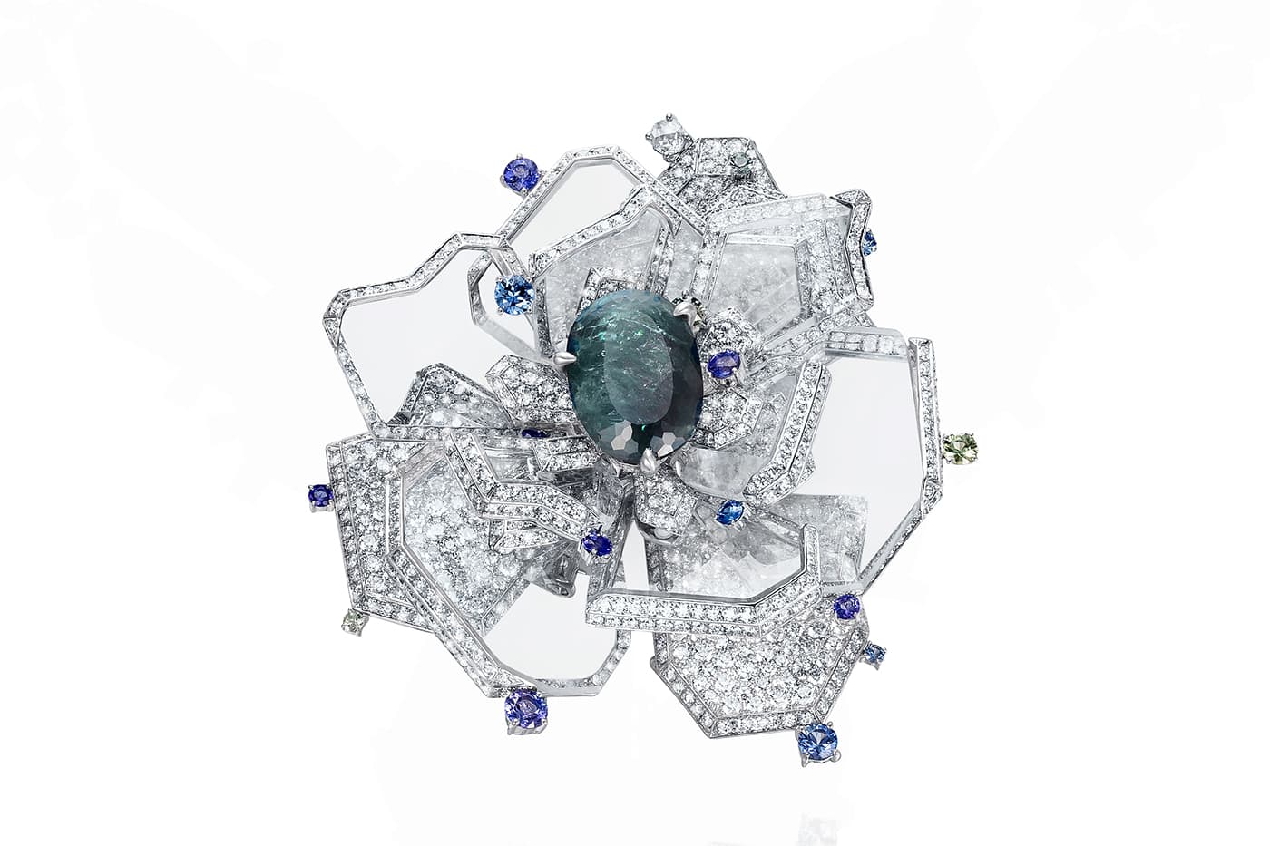  Rubeus 'Eternal' transformable brooch with oval 10.30ct alexandrite, diamonds, sapphires, tanzanites and rock crystal in titanium