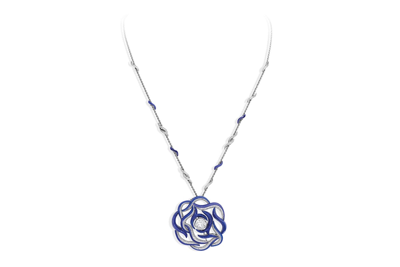 Mellerio Dits Meller ‘Ondine' pendant from the 'Le Ciottoli’ collection with diamonds and lapis lazuli 