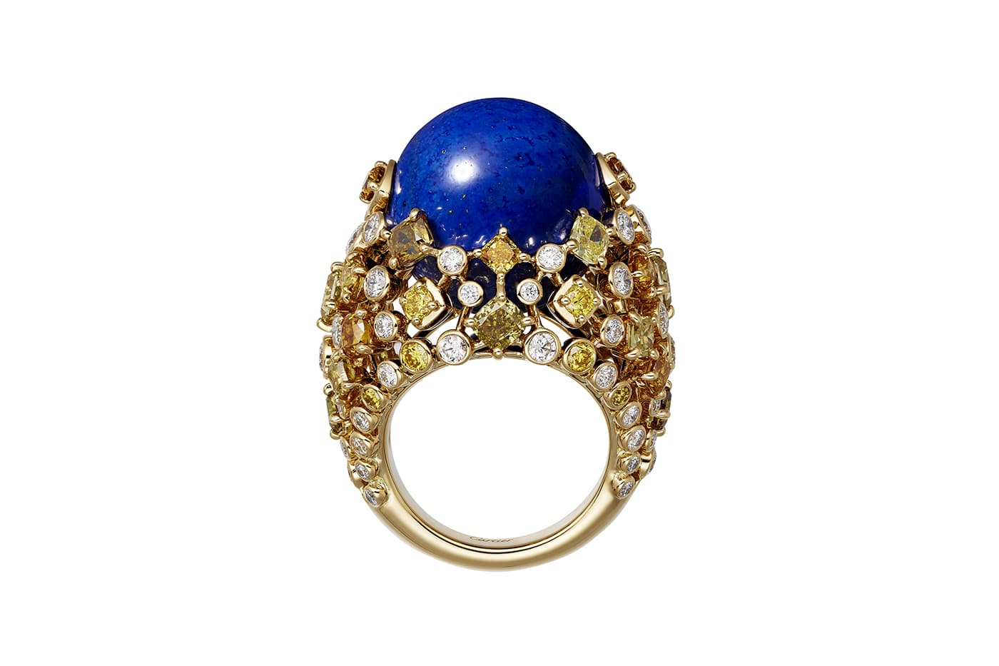  Cartier 'Magnitude' collection 'Equinoxe' ring with lapis lazuli, yellow sapphires and diamonds in yellow gold
