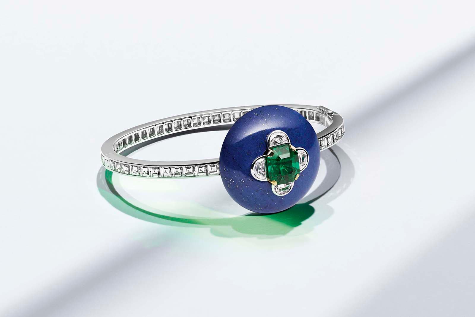 Louis Vuitton 'Riders of the Knights' collection bracelet with emerald, lapis lazuli and diamonds in white gold