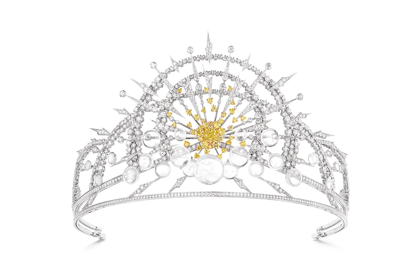  Chaumet 'Les Ciels de Chaumet' collection 'Soleil Glorieux' tiara  with fancy yellow and colourless diamonds and rock crystal in white gold