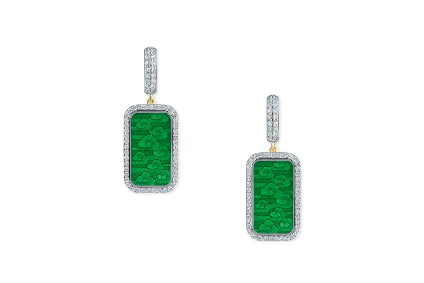  Cloud earrings from the Mysterious China collection adorned with with enamel and diamonds