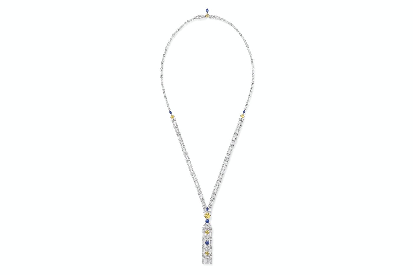 Harry Winston 'New York' collection ‘Brownstone’ necklace with diamonds and sapphires in platinum