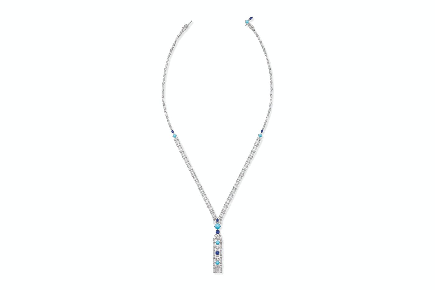  Harry Winston 'New York' collection ‘Brownstone’ necklace with diamonds, turquoise and sapphires in platinum