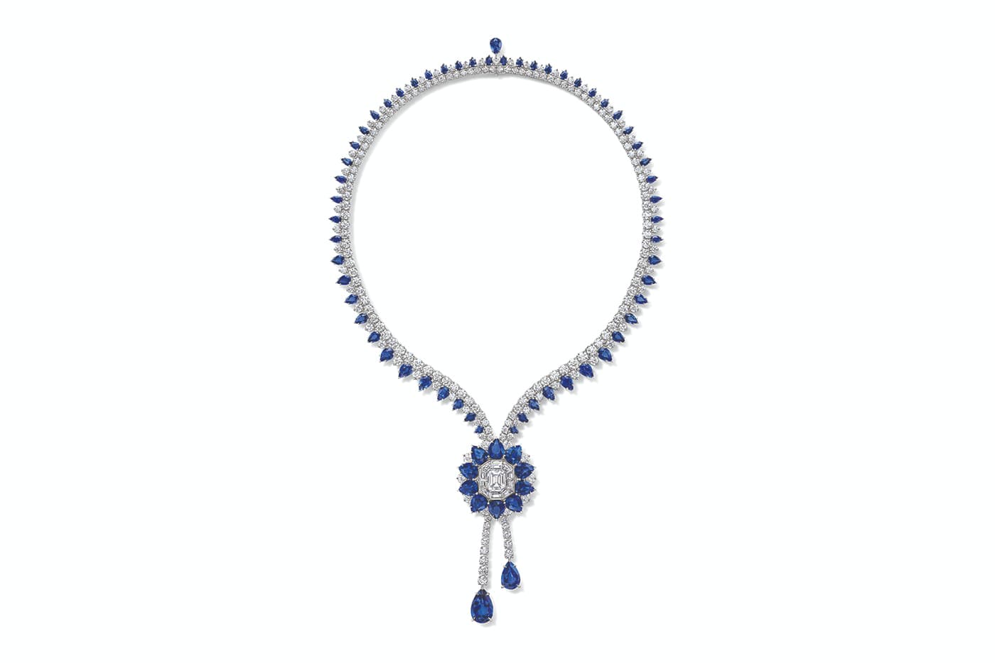  Harry Winston 'New York' collection 'Marble Marquetry' necklace with sapphires and diamonds in platinum