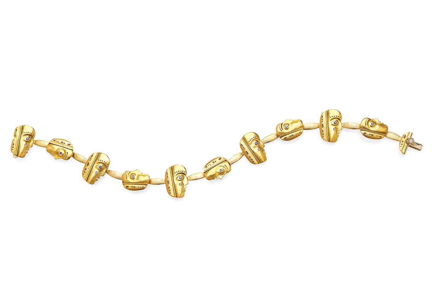  Alex Sepkus 'The Face' bracelet with gemstones in yellow gold