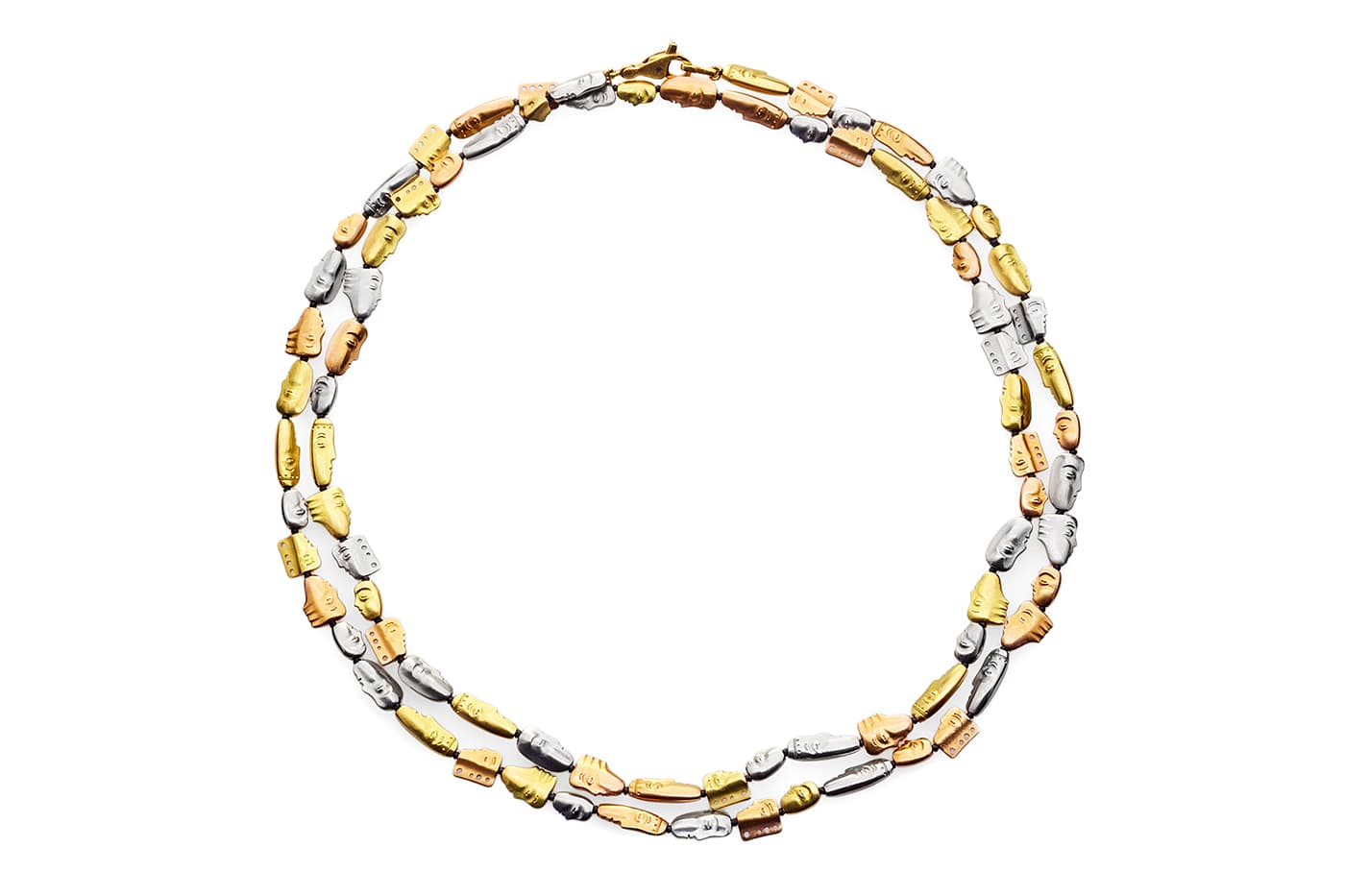 Alex Sepkus 'The Face' necklace with gemstones in yellow gold