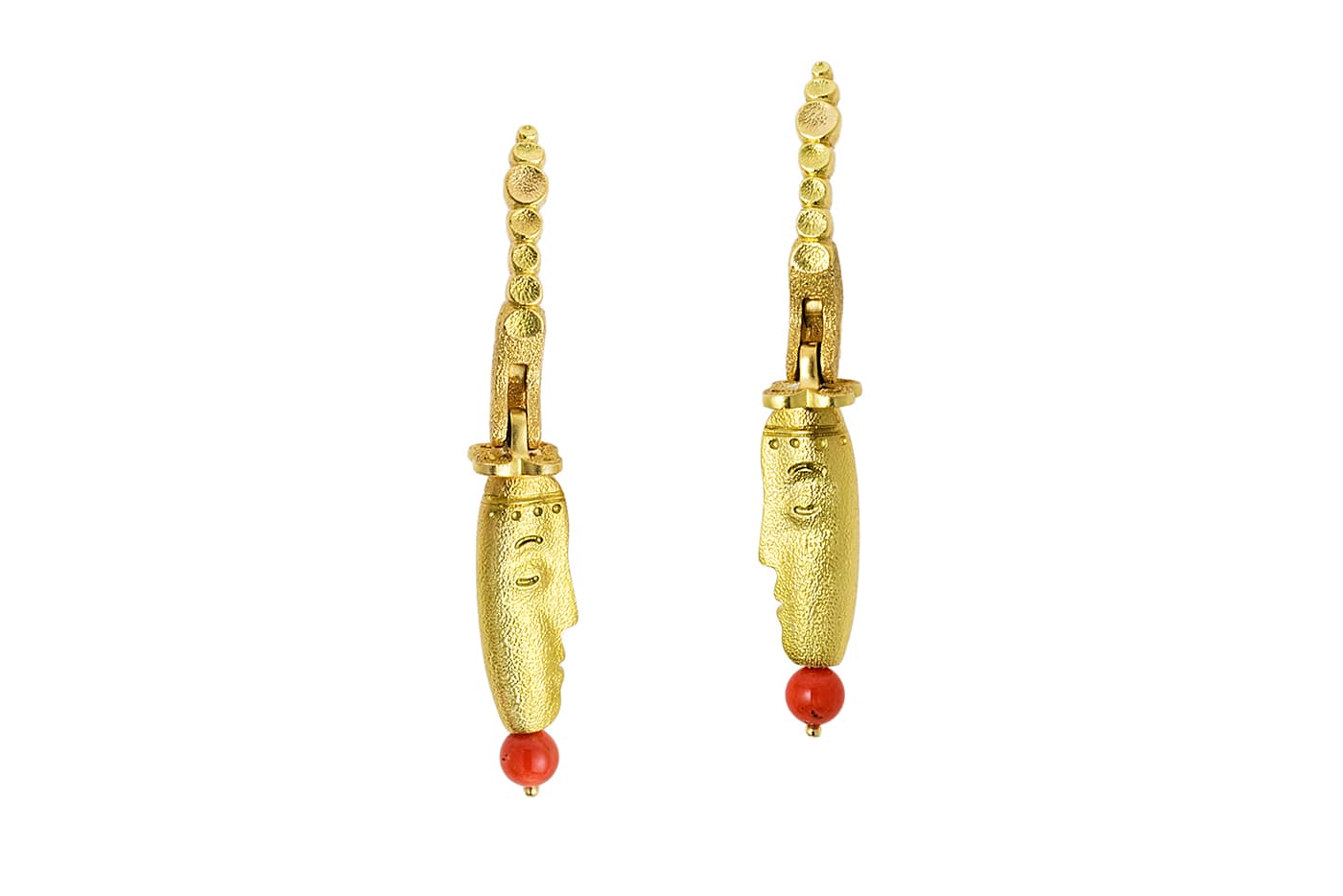  Alex Sepkus 'The Face' earrings with gemstones in yellow gold