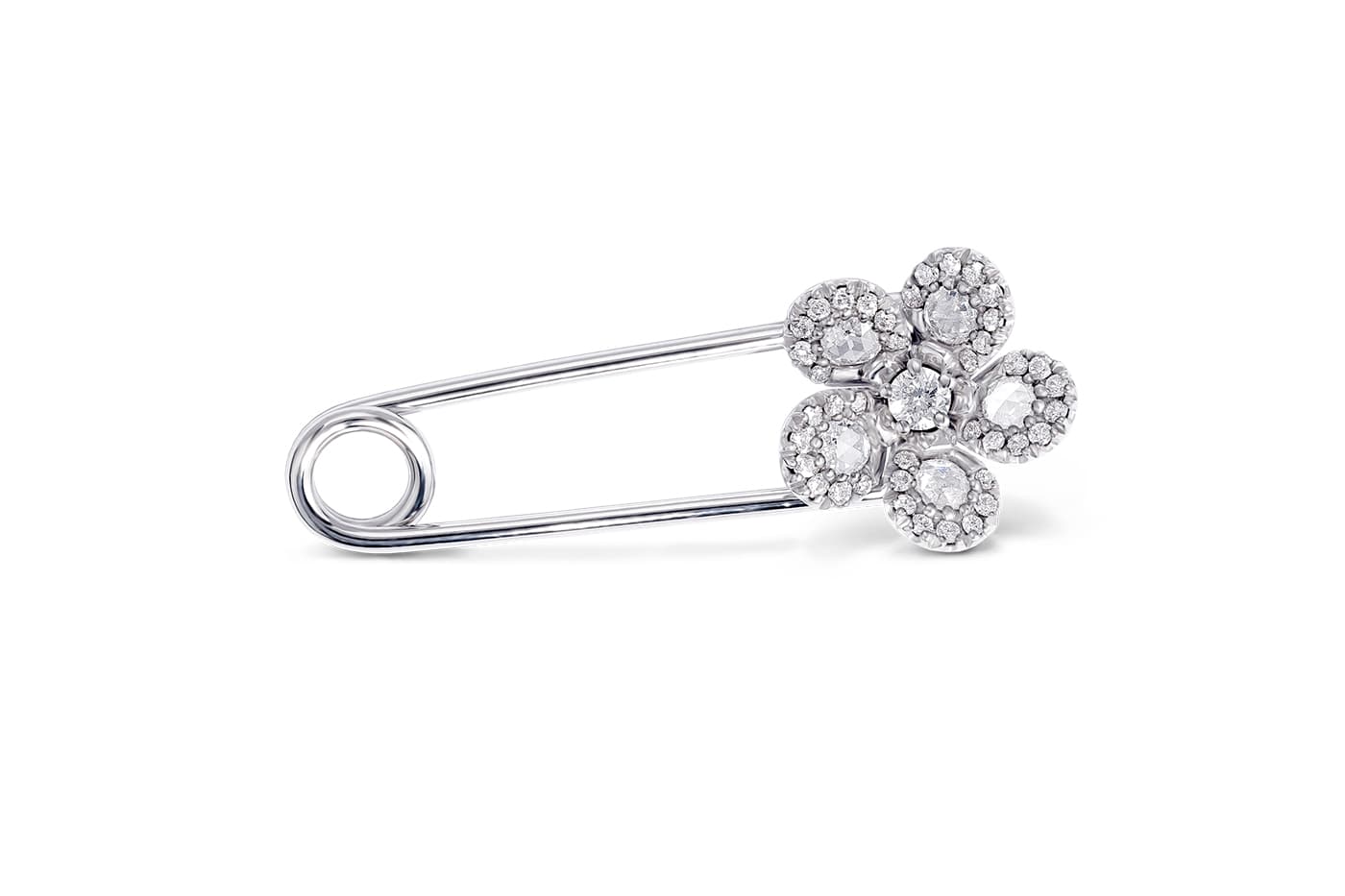  David Morris ‘Miss Daisy’ pin with diamonds in white gold