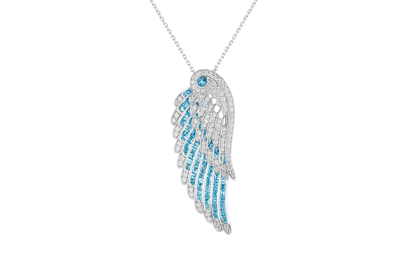  House of Garrard 'Wings Embrace' pendant with diamonds and aquamarines in white gold