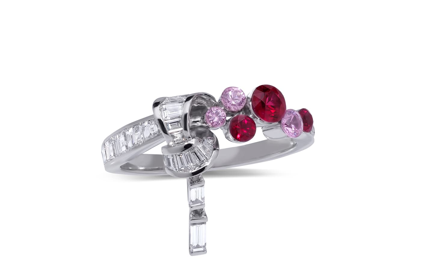  Stenzhorn 'Una' ring with diamonds, rubies and pink sapphires in white gold