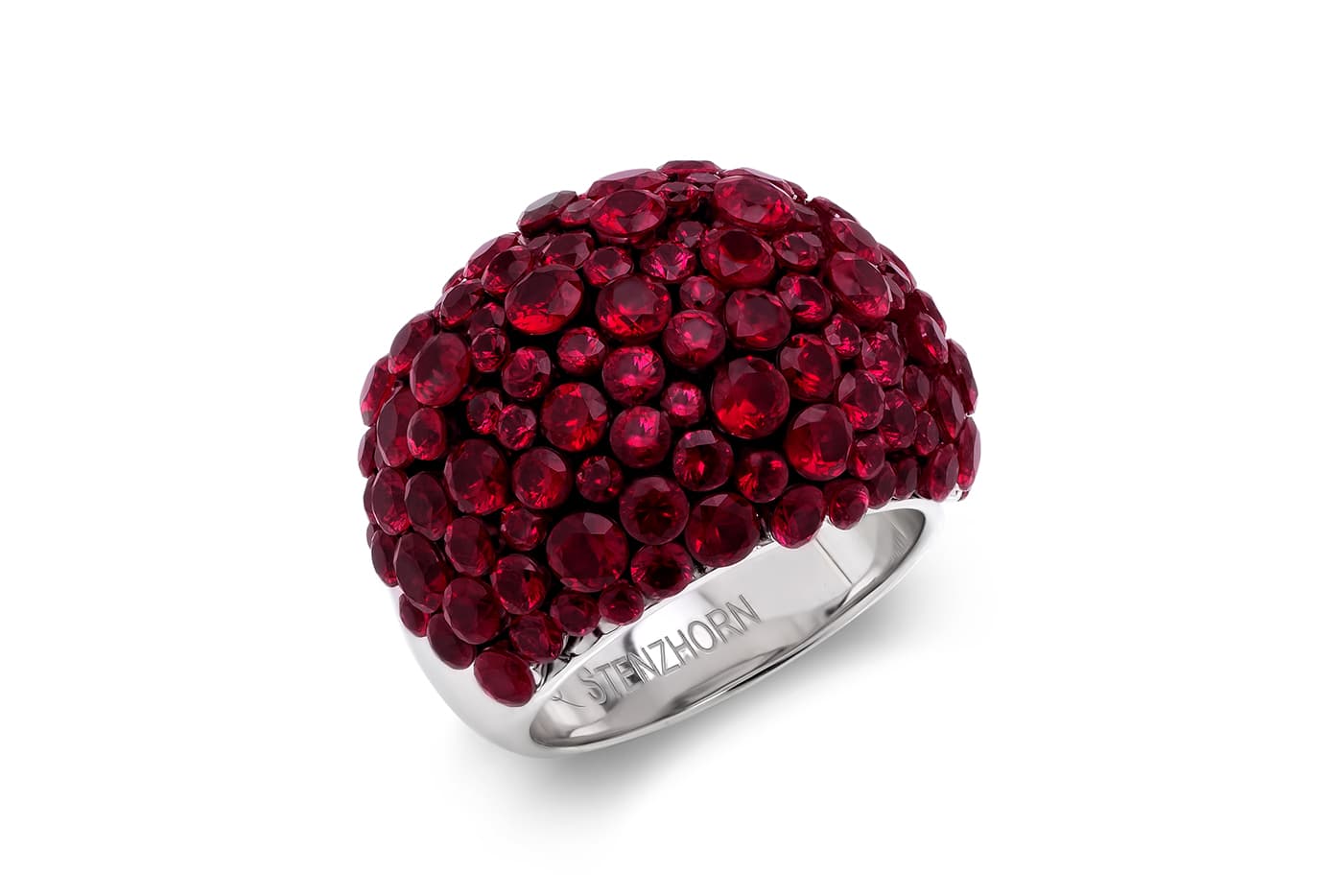  Stenzhorn 'Una' ring with rubies in white gold