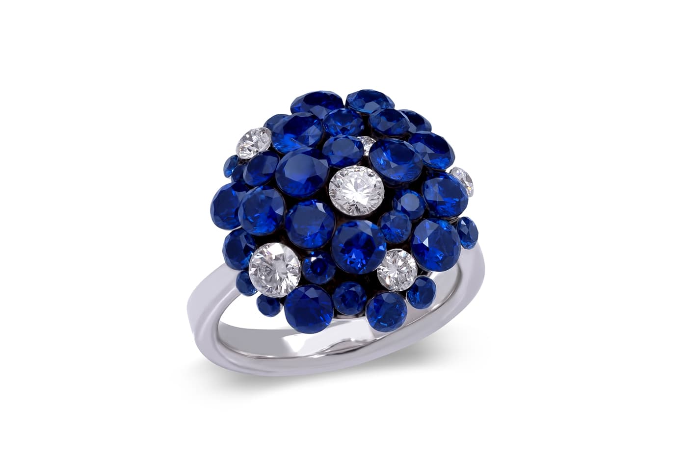  Stenzhorn 'Una' ring with sapphires and diamonds in white gold