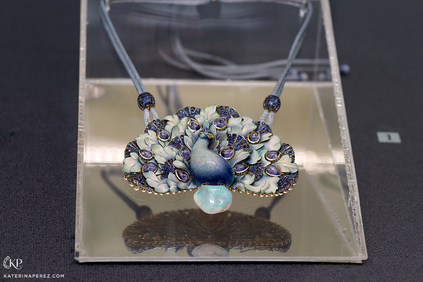  Ilgiz Fazulzyanov 'Peacock' necklace in hot enamel with opal, sapphires, tanzanites and diamonds