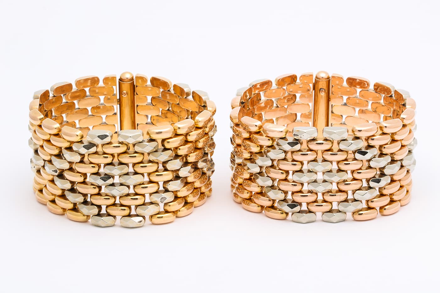  Weaved bracelets in yellow and white gold offered by A La Vieille Russie