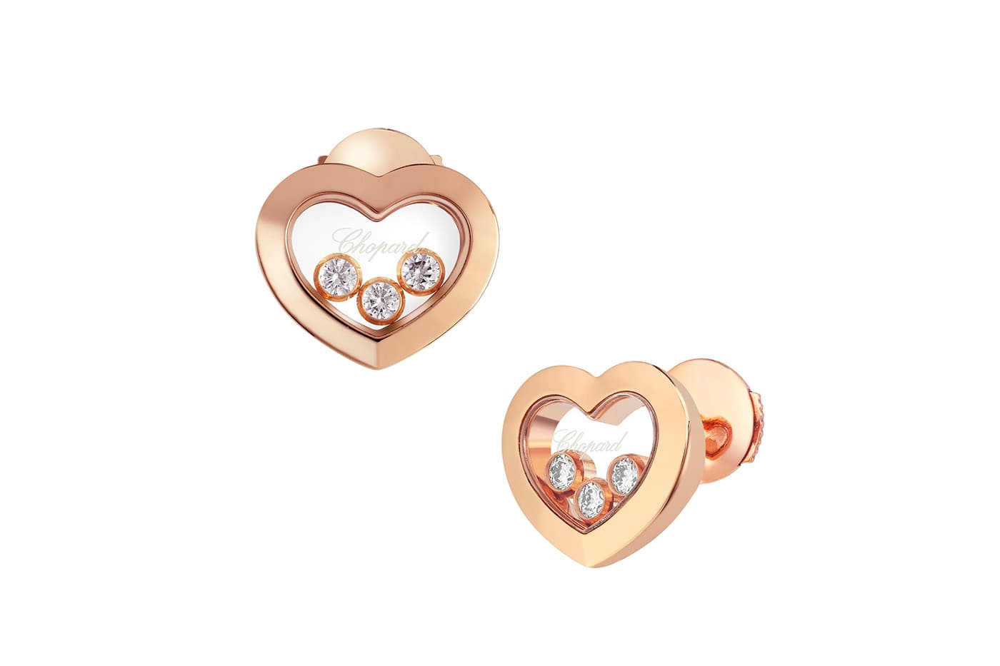  Chopard 'Happy Hearts' stud earrings with diamonds in rose gold