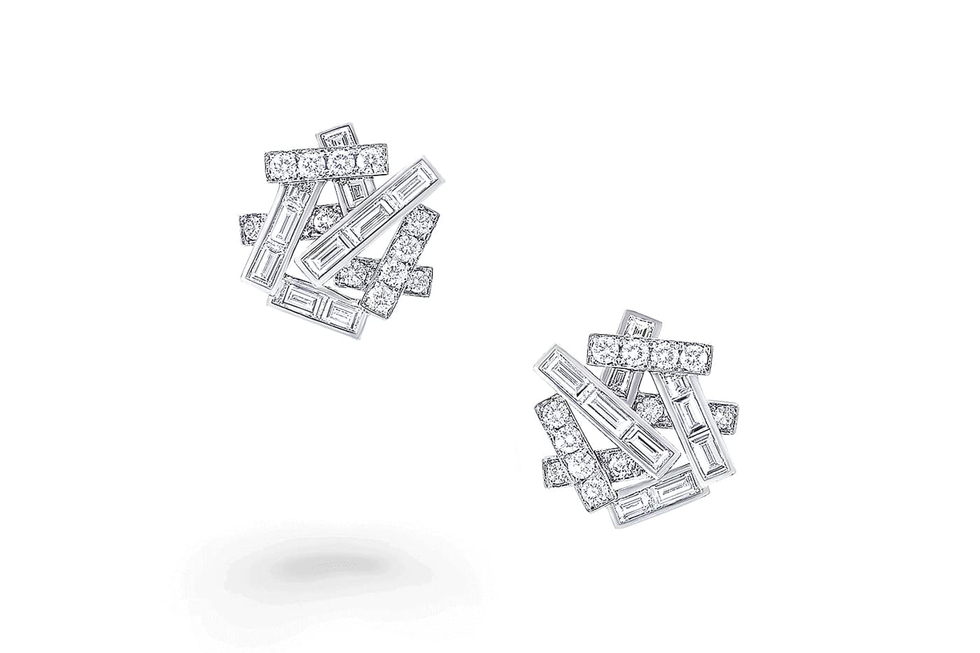  Graff 'Threads' stud earrings with diamonds in white gold 