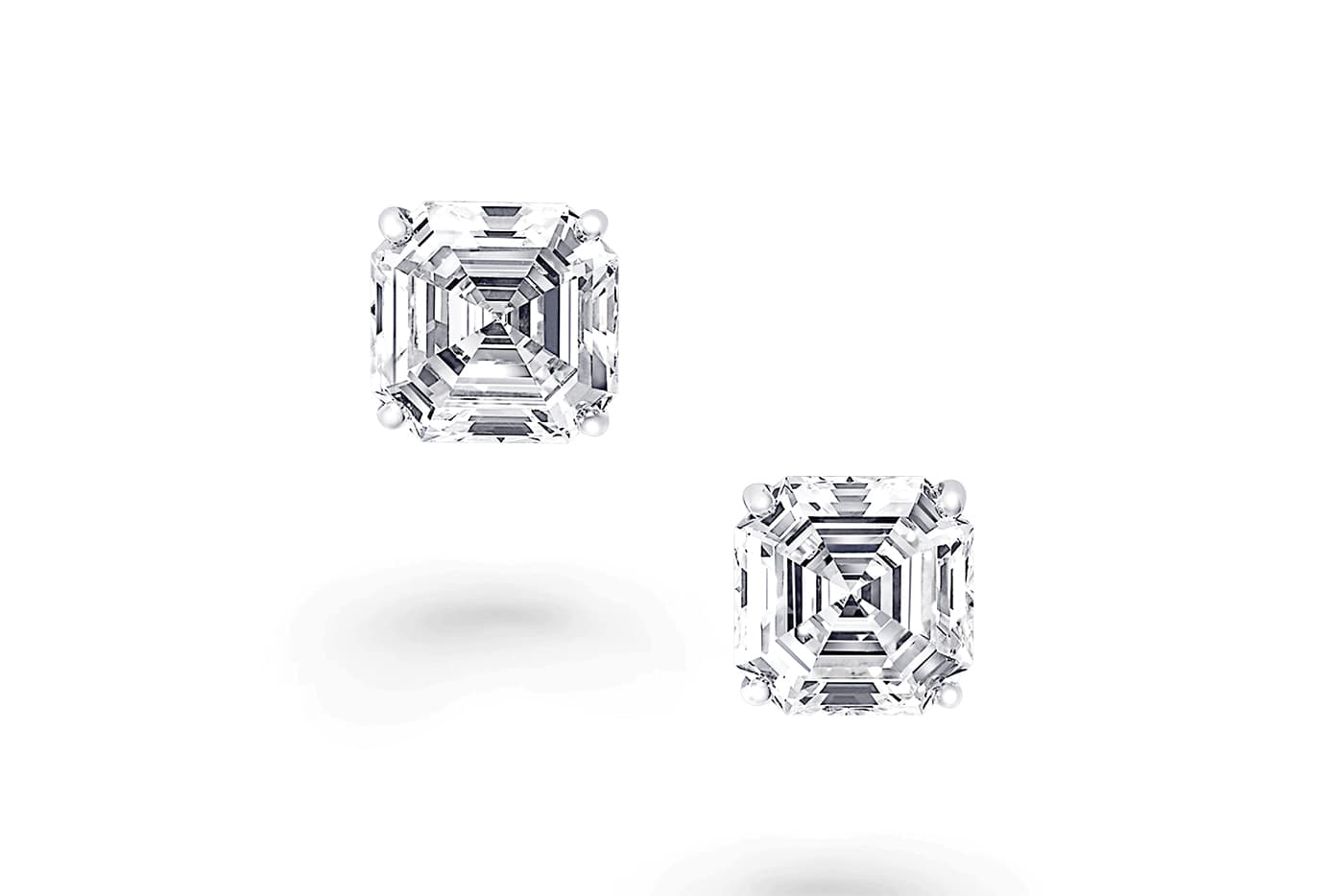  Graff stud earrings with square cut 5.55ct diamonds in white gold 