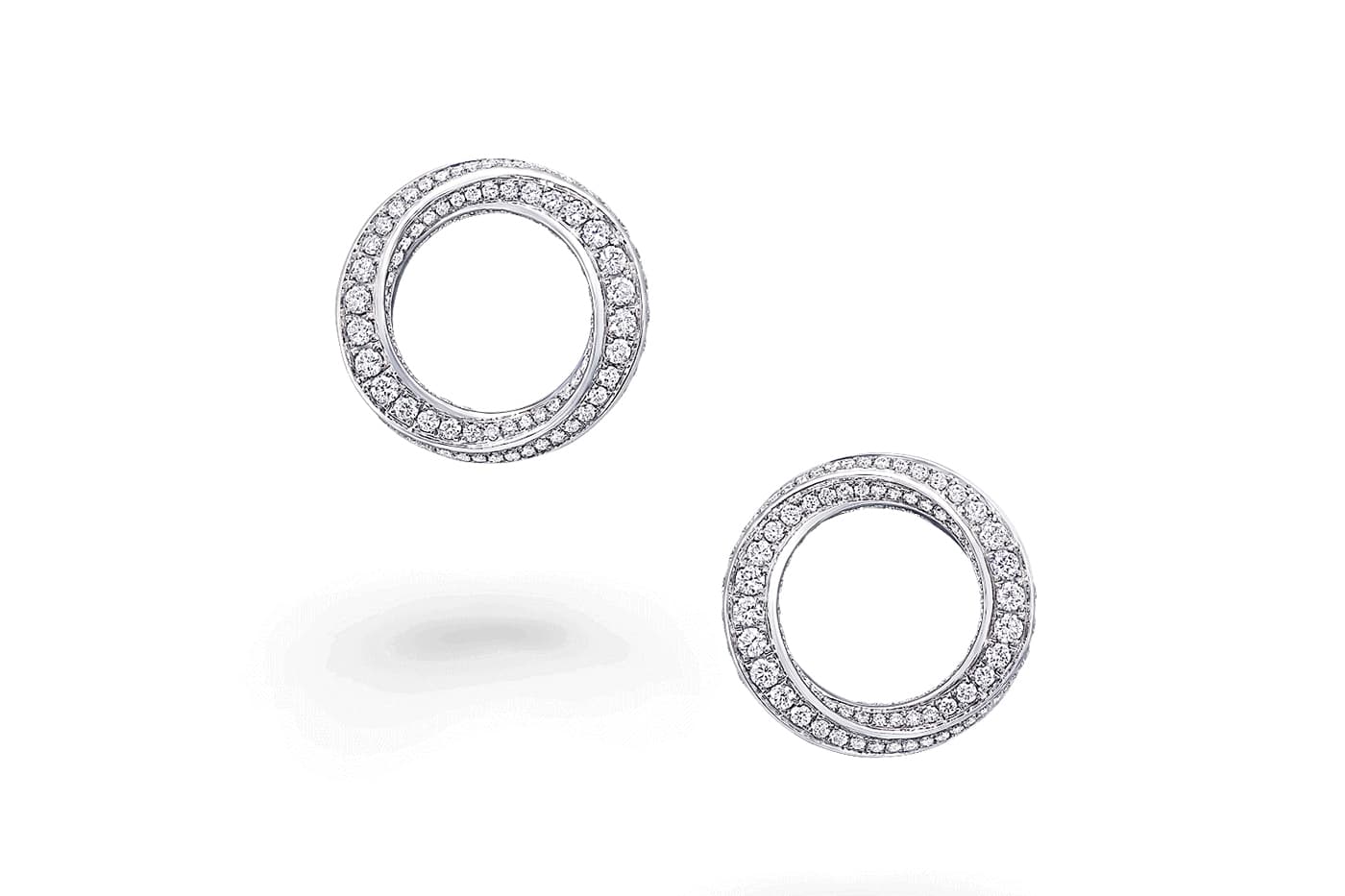 Graff 'Spiral' stud earrings with pavé diamonds in white gold 