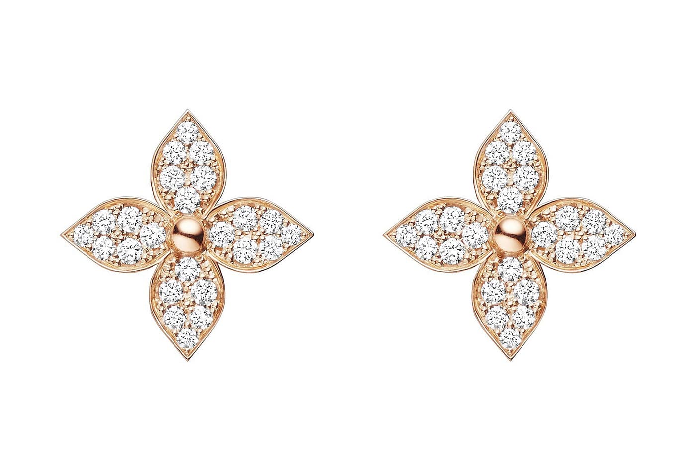  Louis Vuitton 'Star Blossom' stud earrings with diamonds in yellow gold