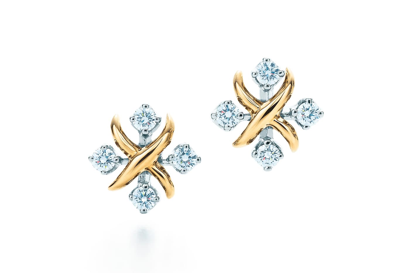  Tiffany & Co. 'Schlumberger' stud earrings with diamonds in yellow gold