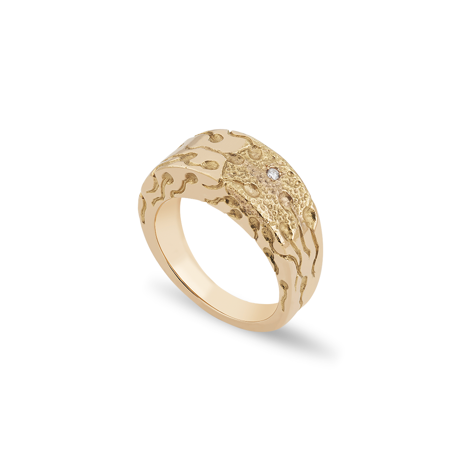  Solange Azagury-Partridge 'Miracle' ring with diamond in yellow gold