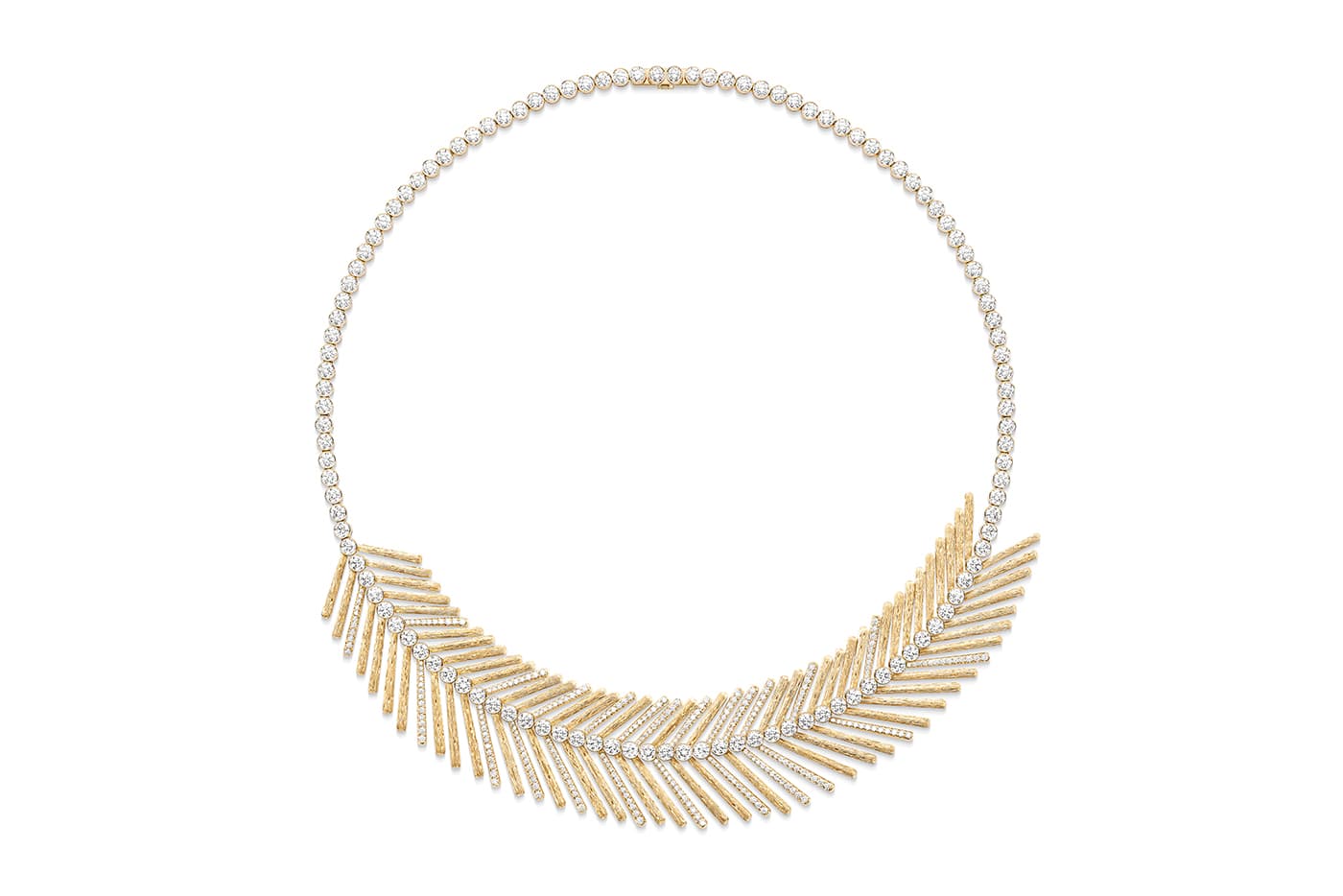  Piaget 'Golden Oasis' collection 'Desert Palm' necklace with diamonds in yellow gold